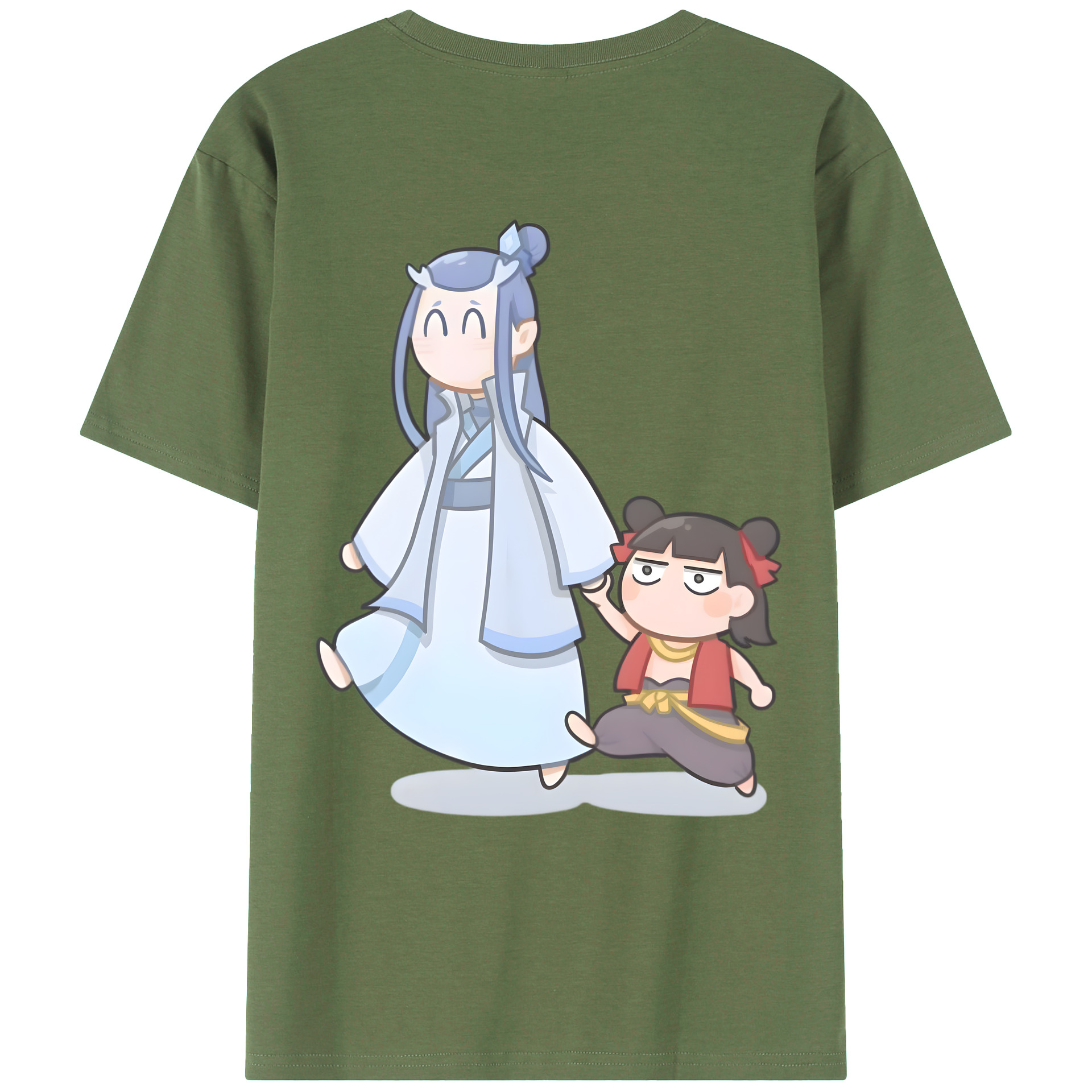 （画像用） Ne Zha 2 ナタ 魔童の大暴れ 綿100％ メンズ半袖Tシャツ（バックプリント） 通気性